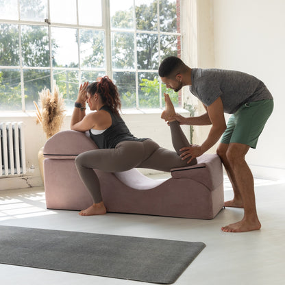 Chaise longue convertible Avana Kami / Yoga et massage - Pouf 2-en-1 avec chaise longue de yoga escamotable, microvelours - N/A