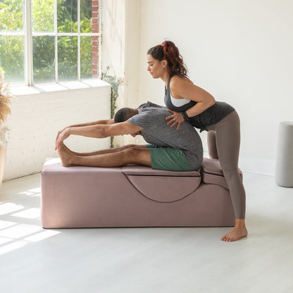 Chaise longue convertible Avana Kami / Yoga et massage - Pouf 2-en-1 avec chaise longue de yoga escamotable, microvelours - N/A