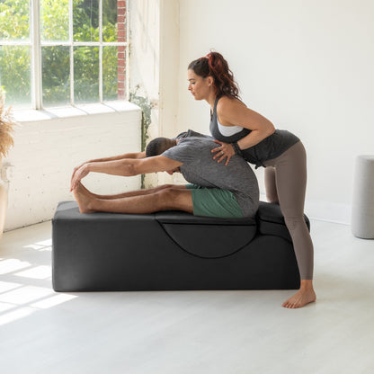 Chaise longue convertible Avana Kami / Yoga et massage - Pouf 2-en-1 avec chaise longue de yoga escamotable, microvelours - N/A