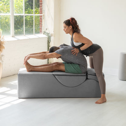 Chaise longue convertible Avana Kami / Yoga et massage - Pouf 2-en-1 avec chaise longue de yoga escamotable, microvelours - N/A