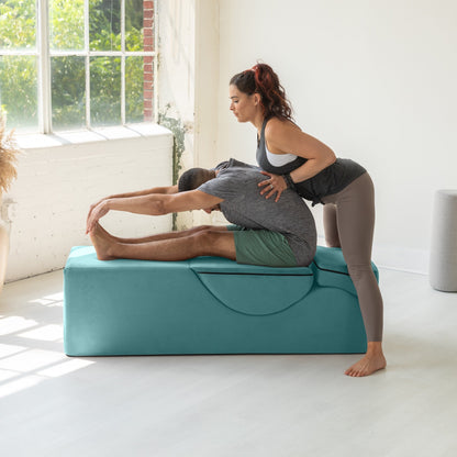 Chaise longue convertible Avana Kami / Yoga et massage - Pouf 2-en-1 avec chaise longue de yoga escamotable, microvelours - N/A