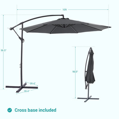 Parasol de jardin déporté BONOSUKI 10 pieds, parasol suspendu d'extérieur