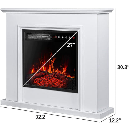 BOSSIN Cheminée électrique 43 pouces avec manteau, insert de cheminée électrique 23 pouces, meuble TV indépendant avec foyer en bois