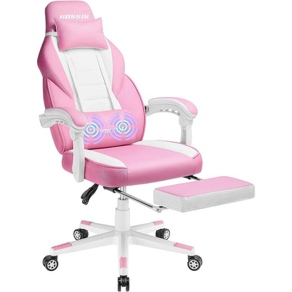 Chaise de jeu de style course BOSSIN, chaise de jeu pour joueurs grands et lourds (jusqu'à 136 kg), chaise de bureau à dossier haut.