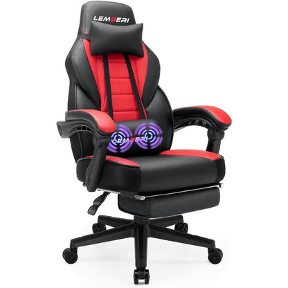 Chaise de jeu de style course BOSSIN, chaise de jeu pour joueurs grands et lourds (jusqu'à 136 kg), chaise de bureau à dossier haut.