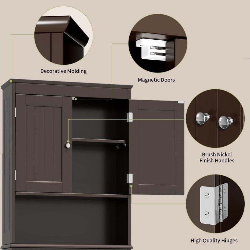 Meuble de rangement pour salle de bain, meuble de rangement pour WC, étagère de salle de bain au-dessus des toilettes, gain de place pour WC