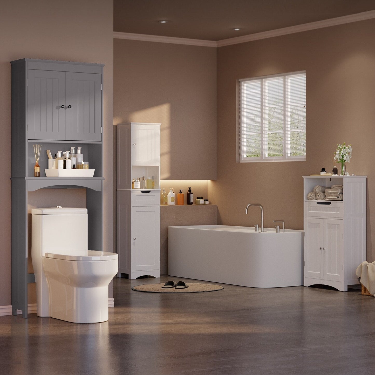 Meuble de rangement pour salle de bain, meuble de rangement pour WC, étagère de salle de bain au-dessus des toilettes, gain de place pour WC
