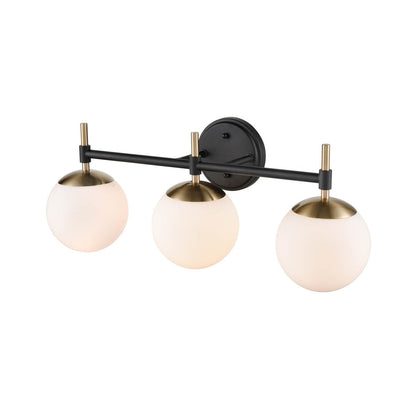 929 Lighting Lustre de salle de bain à 3 lumières, disponible en plusieurs finitions avec abat-jours en verre opale.