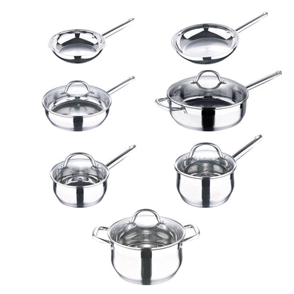 Ensemble de 12 pièces en acier inoxydable Bergner, compatible avec le lave-vaisselle et l'induction.
