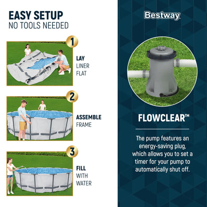 Bestway Steel Pro MAX Piscine hors sol ronde de 3 m de diamètre (10 pieds) et 76 cm de hauteur (30 pouces) avec pompe - 3 m x 76 cm.