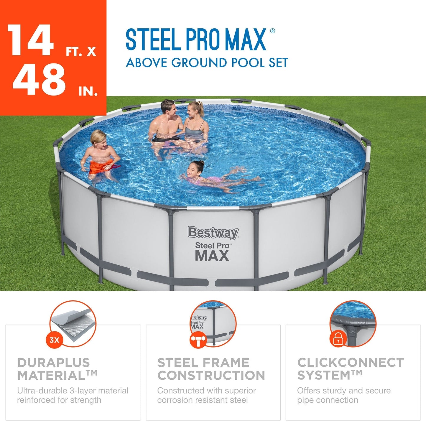Piscine hors sol Bestway Steel Pro MAX ronde avec pompe et couverture