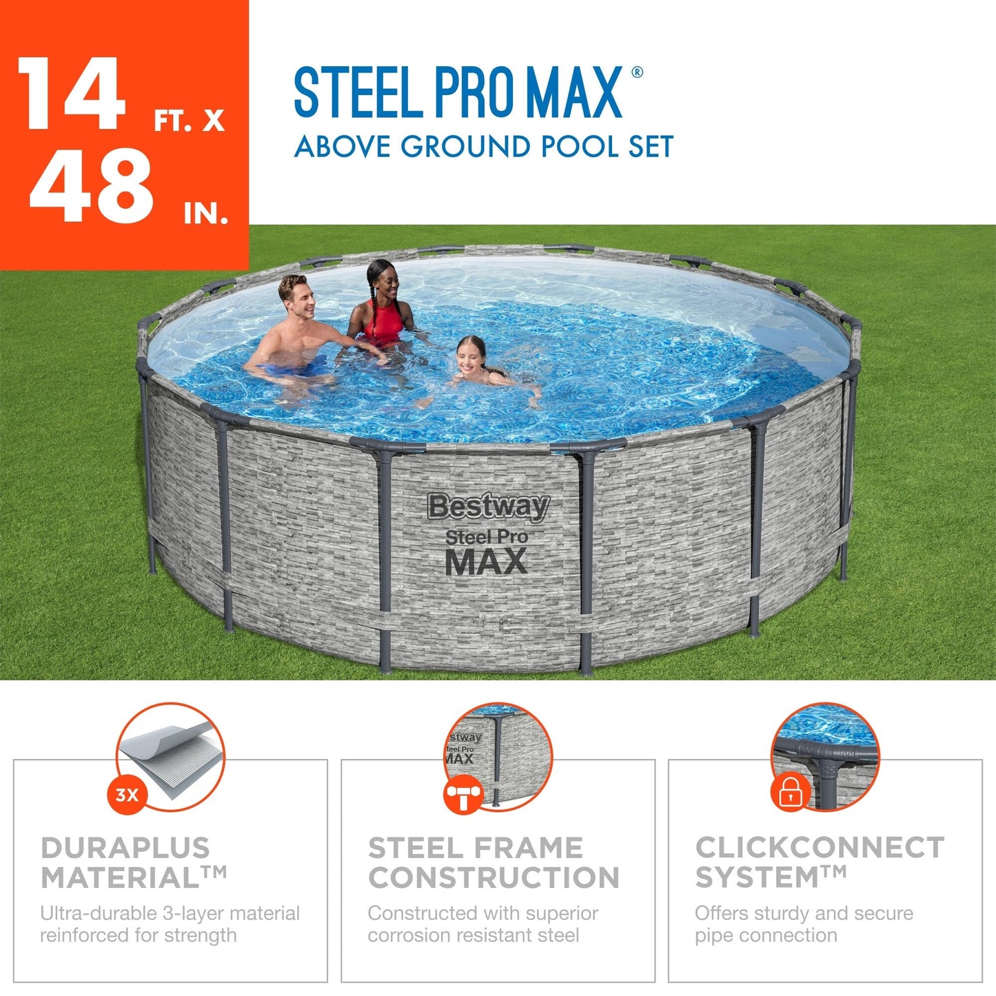 Piscine hors sol Bestway Steel Pro MAX ronde avec pompe et couverture