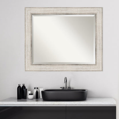 Miroir mural de salle de bain en bois biseauté - Cadre argenté Trellis - Trellis Argenté