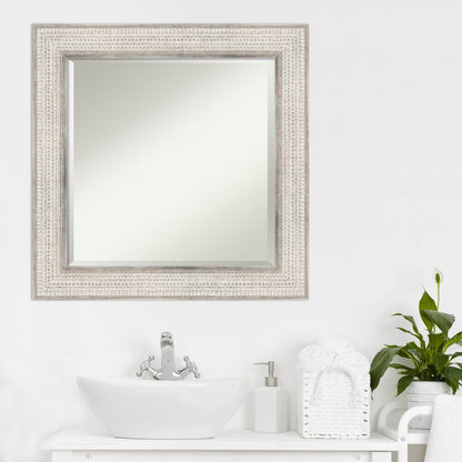 Miroir mural de salle de bain en bois biseauté - Cadre argenté Trellis - Trellis Argenté