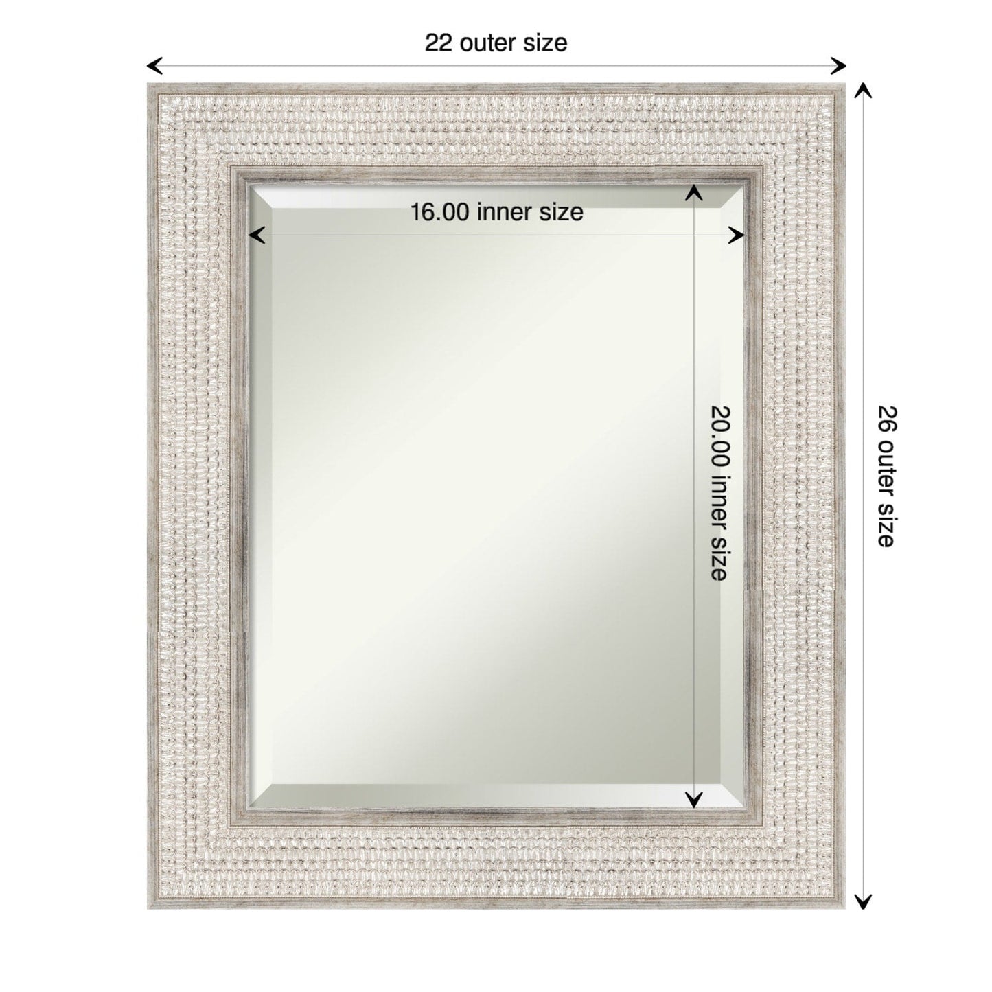 Miroir mural de salle de bain en bois biseauté - Cadre argenté Trellis - Trellis Argenté