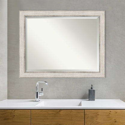 Miroir mural de salle de bain en bois biseauté - Cadre argenté Trellis - Trellis Argenté