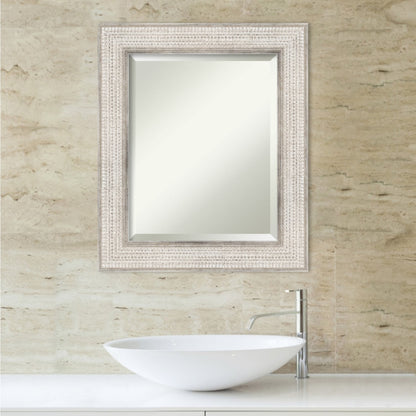 Miroir mural de salle de bain en bois biseauté - Cadre argenté Trellis - Trellis Argenté