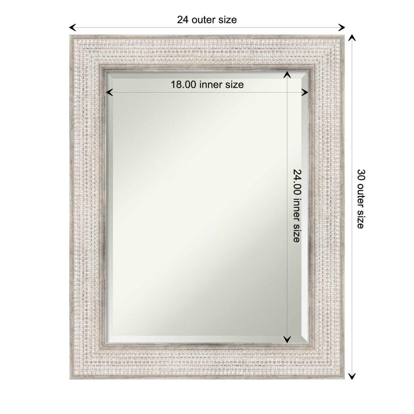 Miroir mural de salle de bain en bois biseauté - Cadre argenté Trellis - Trellis Argenté