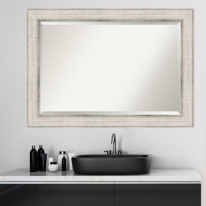 Miroir mural de salle de bain en bois biseauté - Cadre argenté Trellis - Trellis Argenté