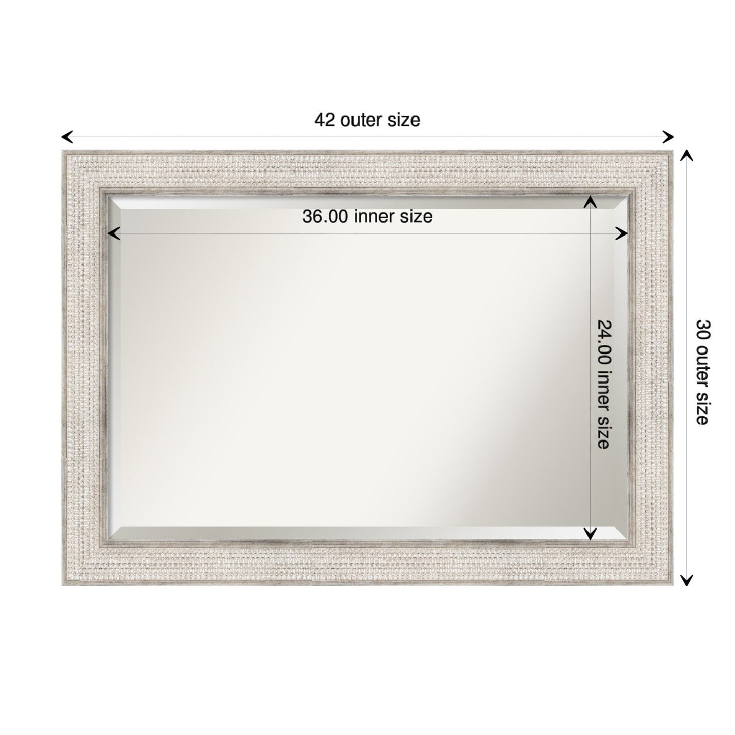 Miroir mural de salle de bain en bois biseauté - Cadre argenté Trellis - Trellis Argenté