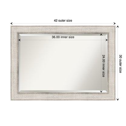 Miroir mural de salle de bain en bois biseauté - Cadre argenté Trellis - Trellis Argenté