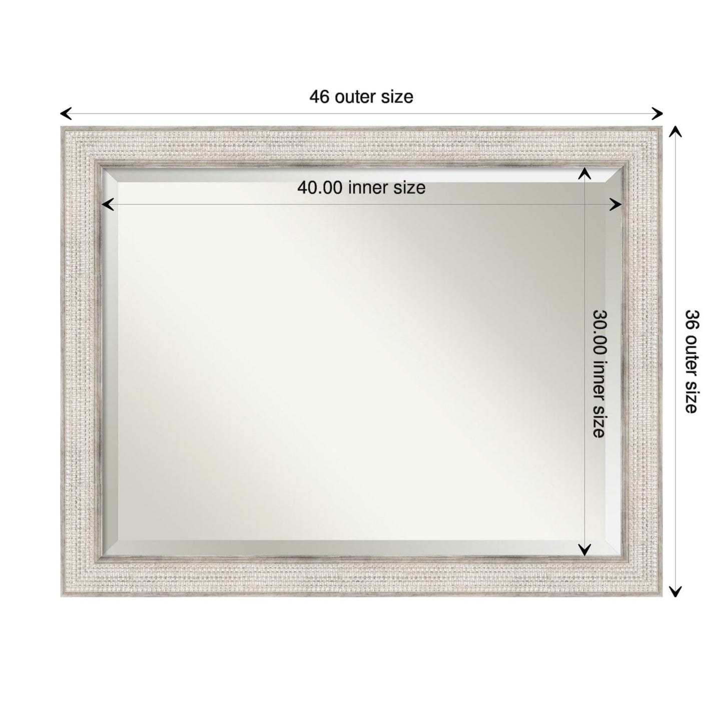 Miroir mural de salle de bain en bois biseauté - Cadre argenté Trellis - Trellis Argenté