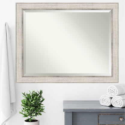 Miroir mural de salle de bain en bois biseauté - Cadre argenté Trellis - Trellis Argenté
