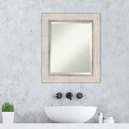 Miroir mural de salle de bain en bois biseauté - Cadre argenté Trellis - Trellis Argenté