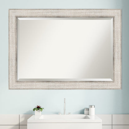 Miroir mural de salle de bain en bois biseauté - Cadre argenté Trellis - Trellis Argenté