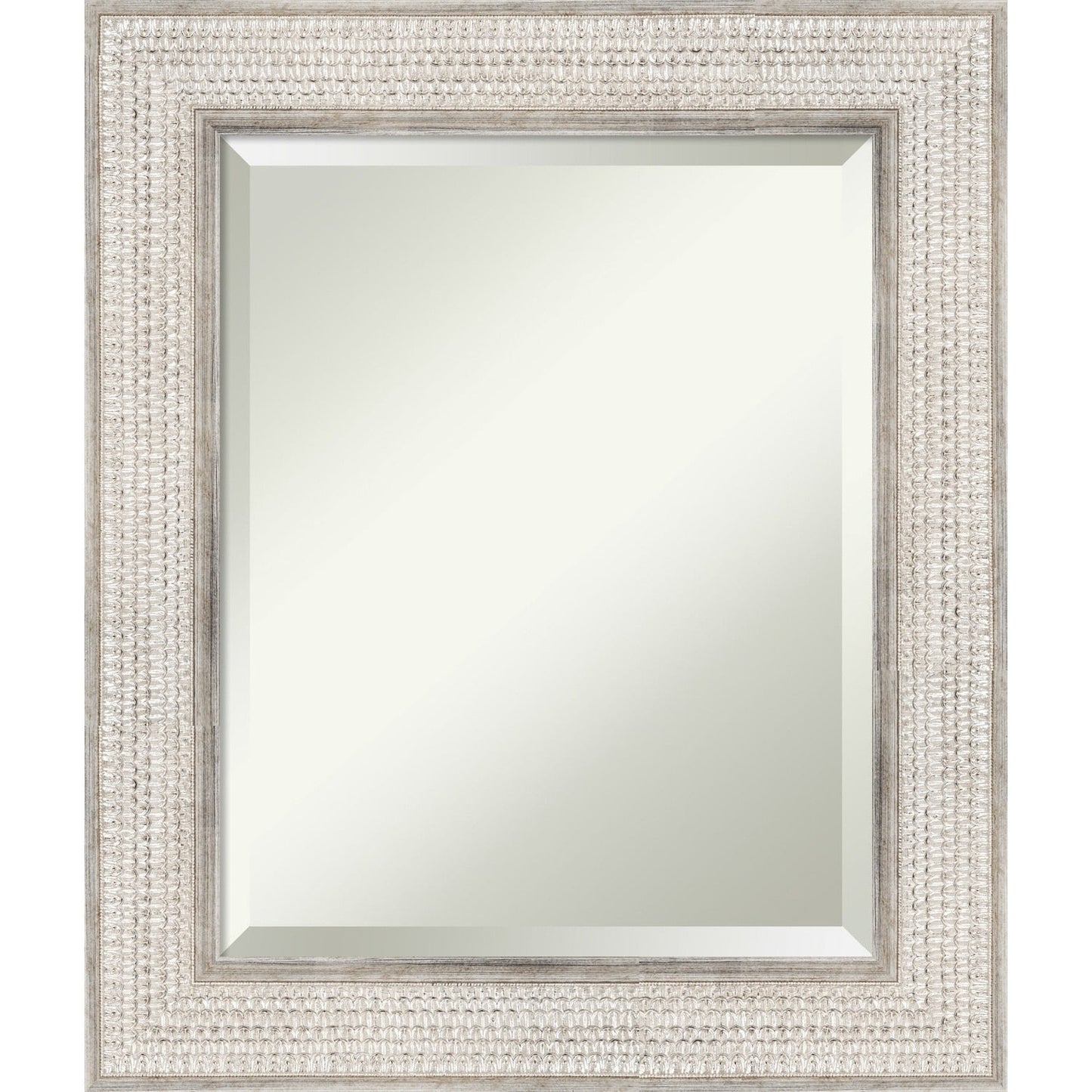 Miroir mural de salle de bain en bois biseauté - Cadre argenté Trellis - Trellis Argenté