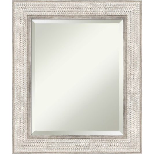 Miroir mural de salle de bain en bois biseauté - Cadre argenté Trellis - Trellis Argenté