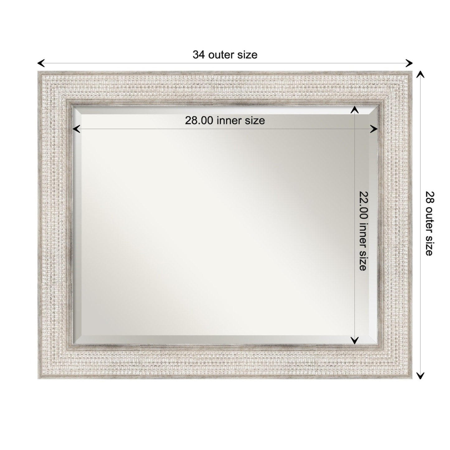 Miroir mural de salle de bain en bois biseauté - Cadre argenté Trellis - Trellis Argenté