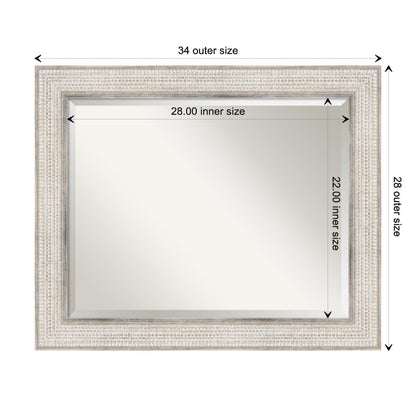 Miroir mural de salle de bain en bois biseauté - Cadre argenté Trellis - Trellis Argenté