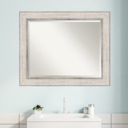 Miroir mural de salle de bain en bois biseauté - Cadre argenté Trellis - Trellis Argenté