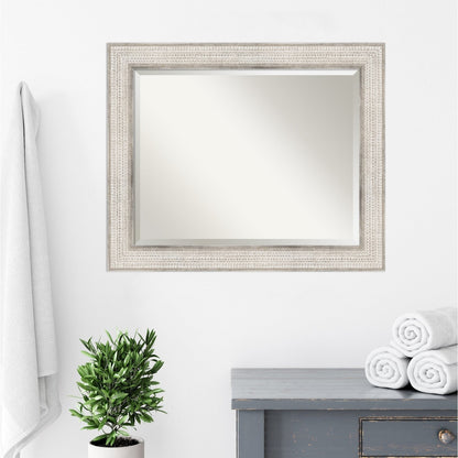 Miroir mural de salle de bain en bois biseauté - Cadre argenté Trellis - Trellis Argenté