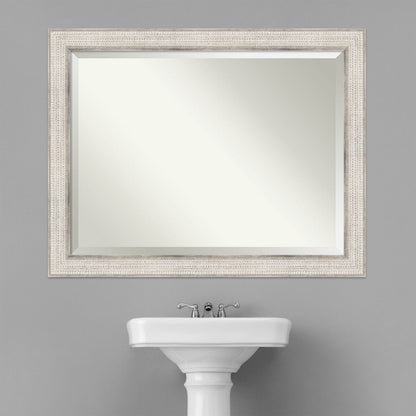 Miroir mural de salle de bain en bois biseauté - Cadre argenté Trellis - Trellis Argenté