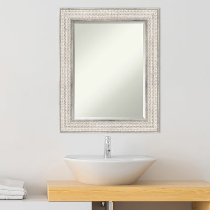 Miroir mural de salle de bain en bois biseauté - Cadre argenté Trellis - Trellis Argenté