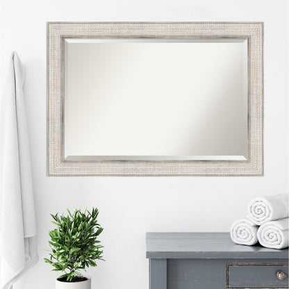 Miroir mural de salle de bain en bois biseauté - Cadre argenté Trellis - Trellis Argenté