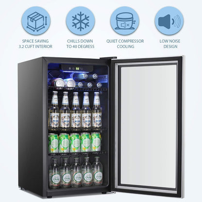 Réfrigérateur à boissons - Mini réfrigérateur à porte vitrée pour 120 canettes