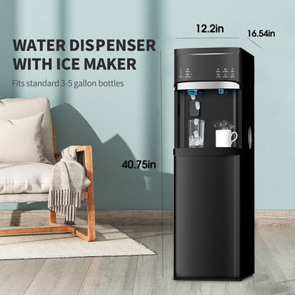 Distributeurs d'eau chaudes et froides 3 en 1 noirs avec machine à glaçons