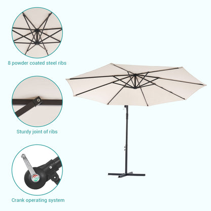 Parasol de jardin déporté BONOSUKI 10 pieds, parasol suspendu d'extérieur