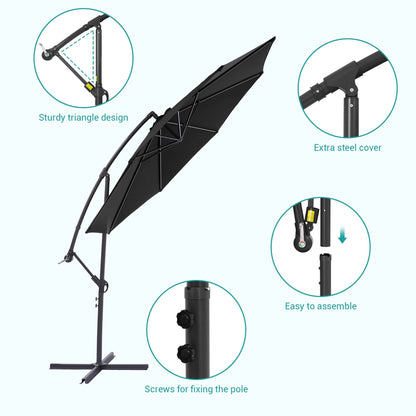 Parasol de jardin déporté BONOSUKI 10 pieds, parasol suspendu d'extérieur