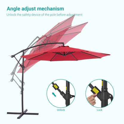Parasol de jardin déporté BONOSUKI 10 pieds, parasol suspendu d'extérieur