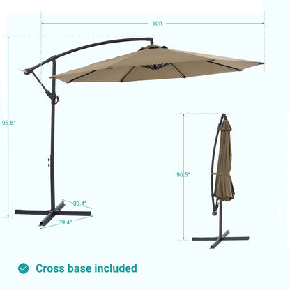 Parasol de jardin déporté BONOSUKI 10 pieds, parasol suspendu d'extérieur