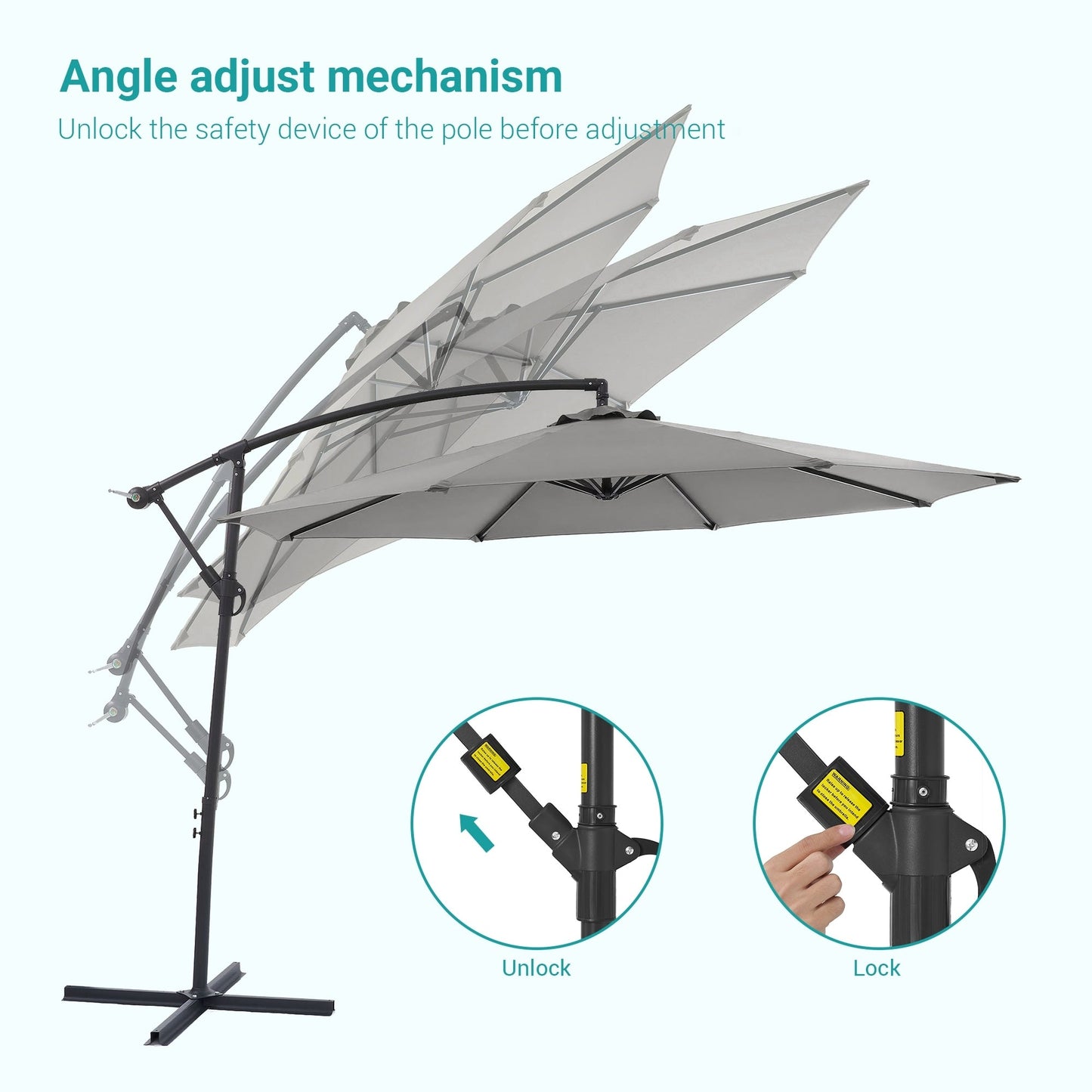Parasol de jardin déporté BONOSUKI 10 pieds, parasol suspendu d'extérieur