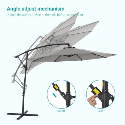 Parasol de jardin déporté BONOSUKI 10 pieds, parasol suspendu d'extérieur