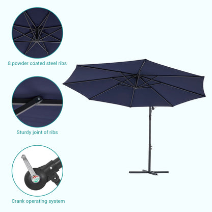 Parasol de jardin déporté BONOSUKI 10 pieds, parasol suspendu d'extérieur