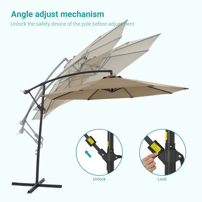Parasol de jardin déporté BONOSUKI 10 pieds, parasol suspendu d'extérieur