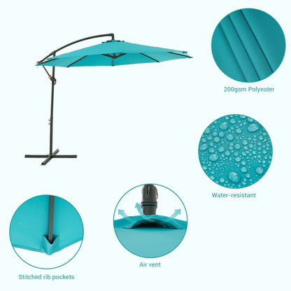 Parasol de jardin déporté BONOSUKI 10 pieds, parasol suspendu d'extérieur