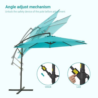 Parasol de jardin déporté BONOSUKI 10 pieds, parasol suspendu d'extérieur